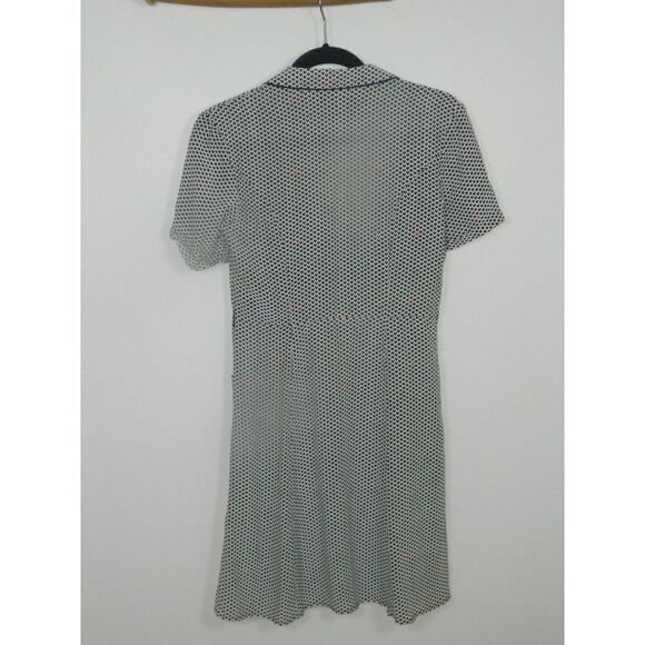 Tender Loving Care by HVN Dress Size 4 Silk Black White‎ Heart Print Button Up - Picture 2 of 12
